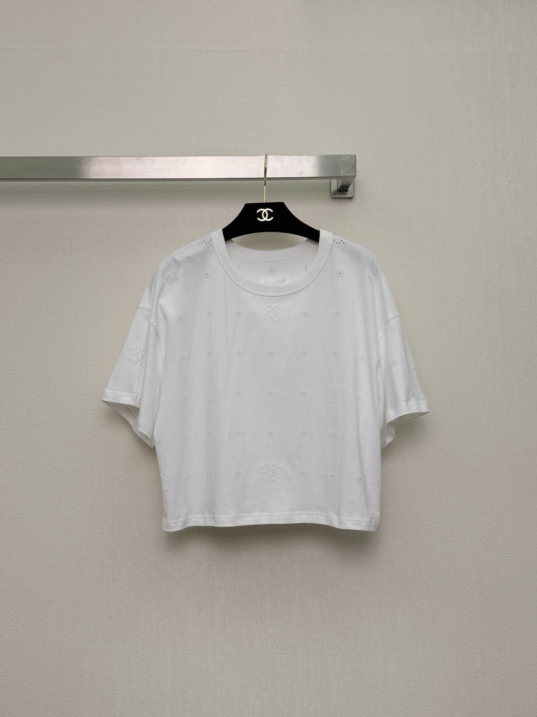 シャネル 26P ホワイト 透かし刺繍 オーバーTシャツ 詳細画像 1