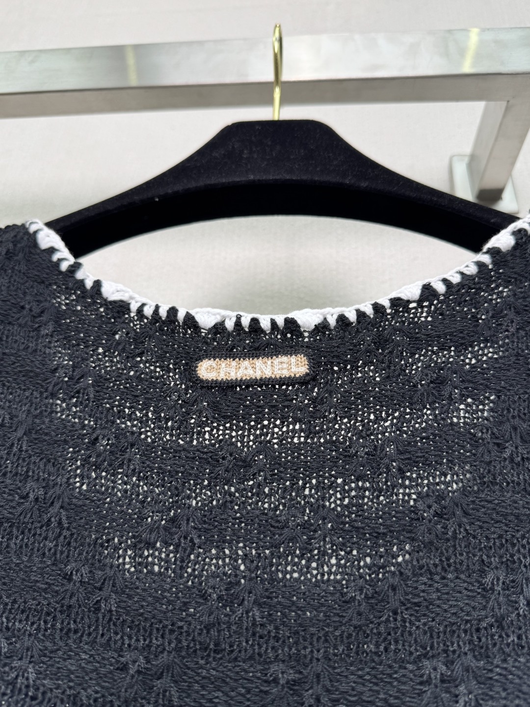 シャネル 26P ブラック クロシェトリム ニットタンクトップ 画像 8