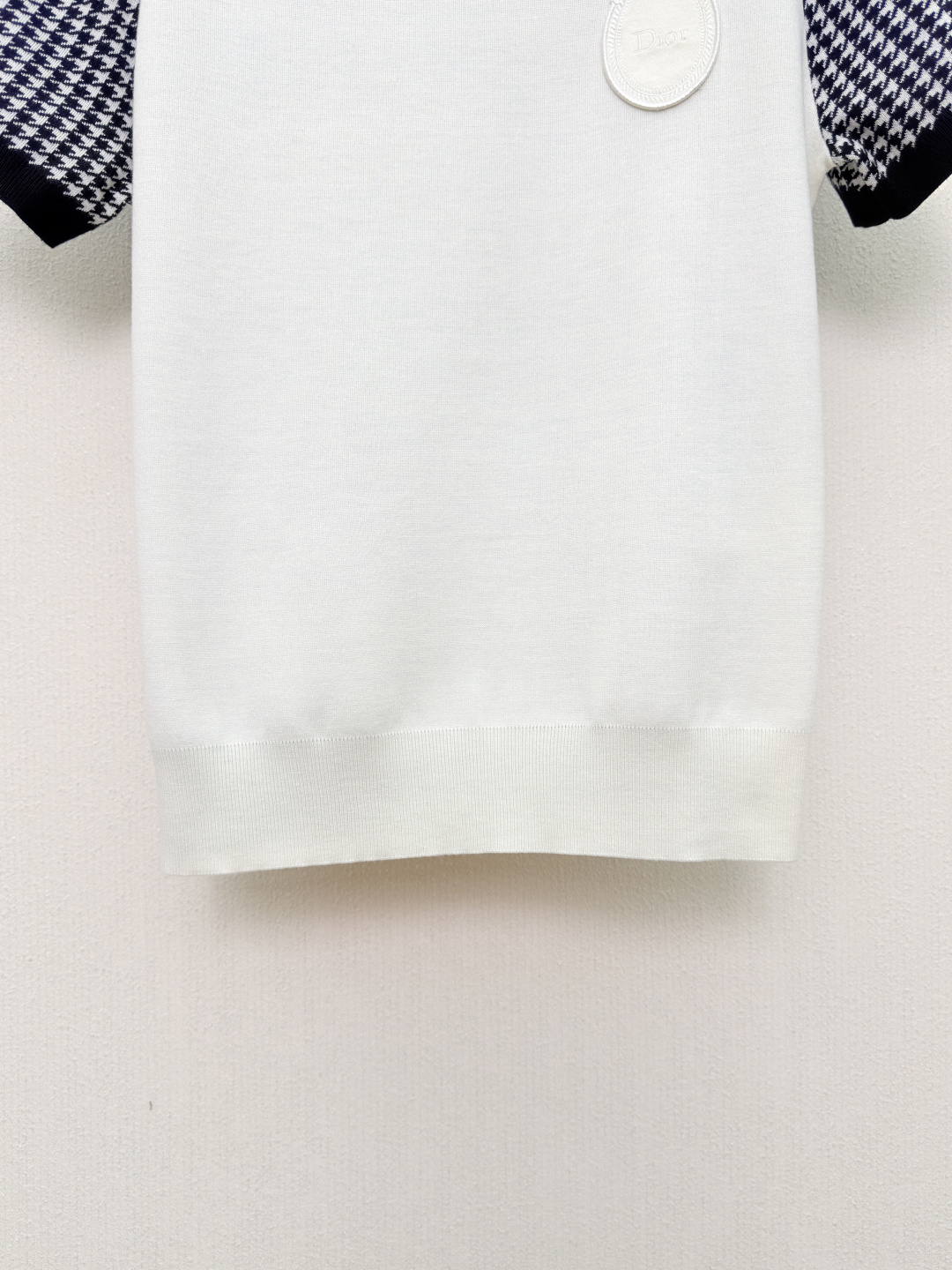 ディオール ホワイト チェックスリーブ ロゴTシャツ 画像 5