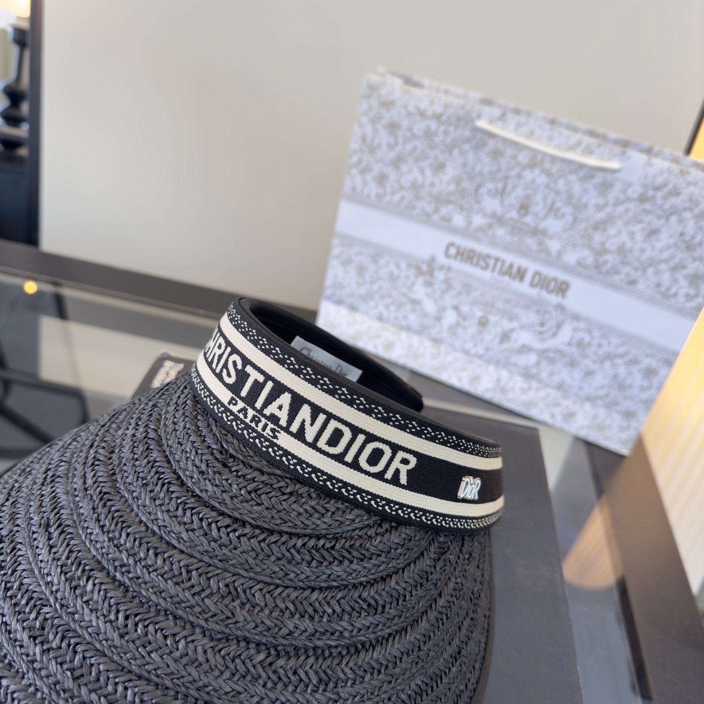 ディオール オープントップ ストローバイザー ブラック ベージュ セット 画像 6