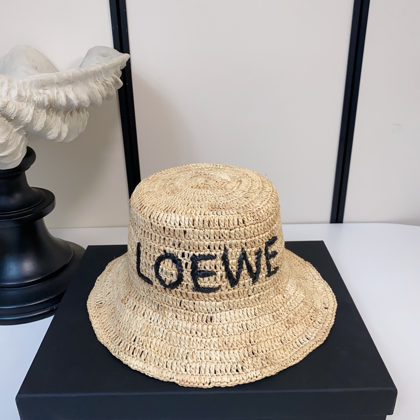 ロエベ 刺繍 ラフィア 編み バケットハット ベージュ 画像 5