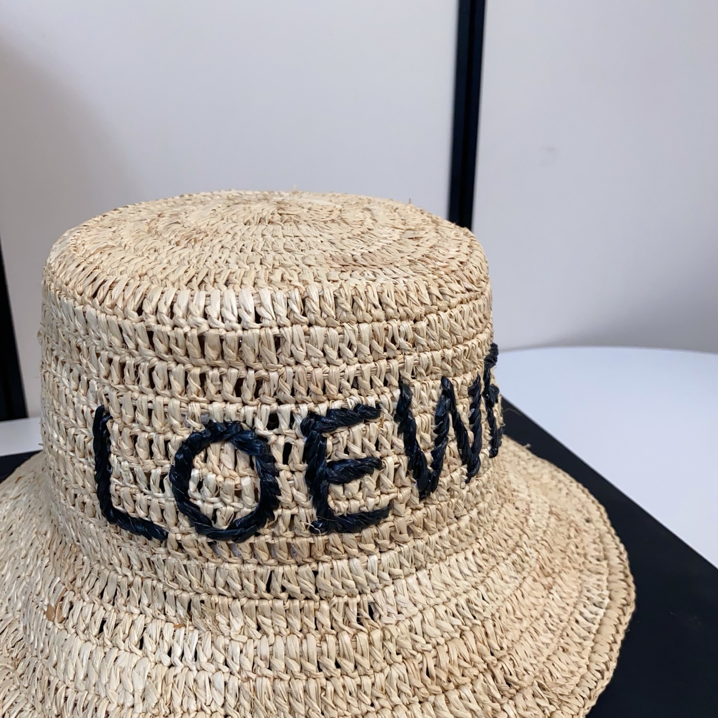 ロエベ 刺繍 ラフィア 編み バケットハット ベージュ 画像 6