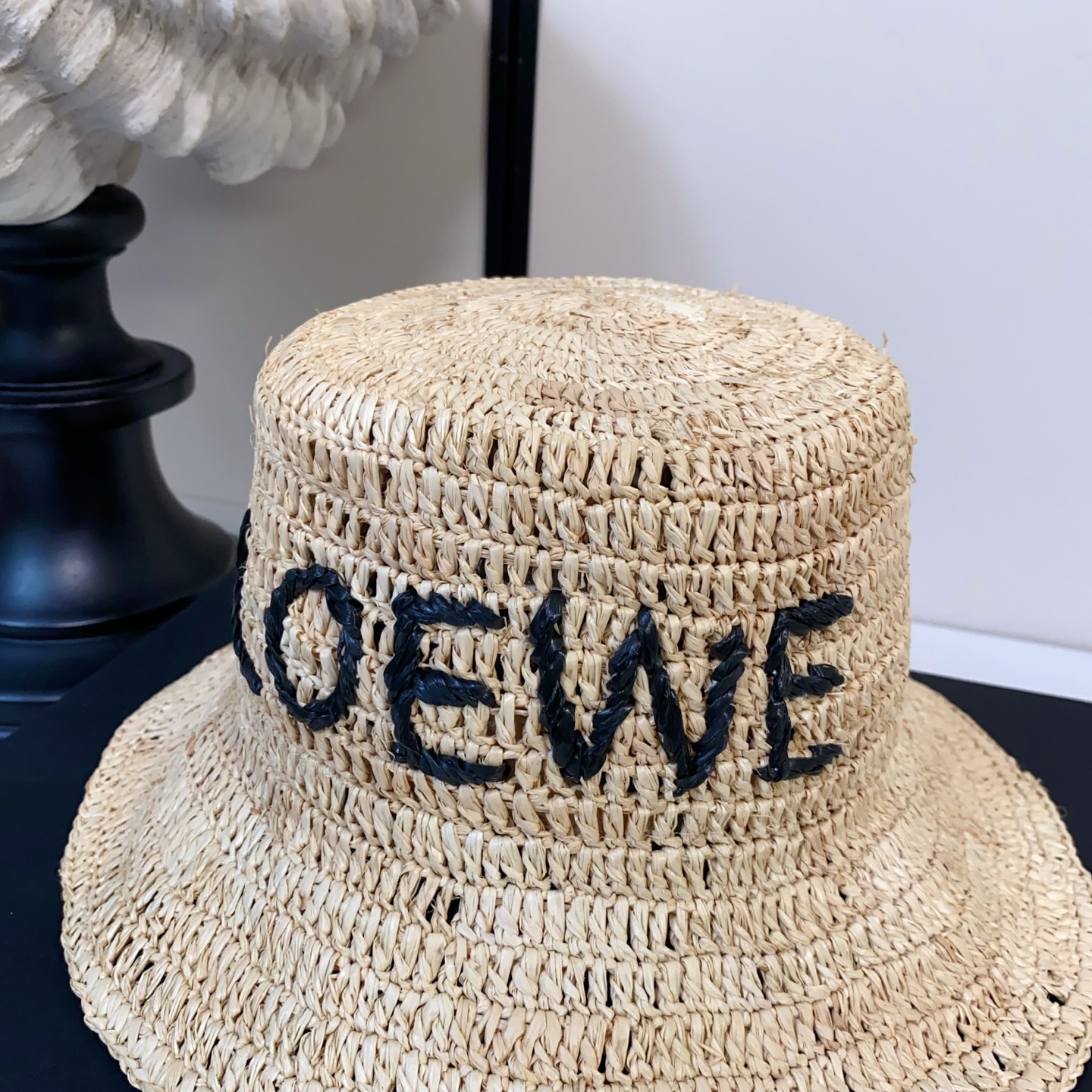 ロエベ 刺繍 ラフィア 編み バケットハット ベージュ 画像 7