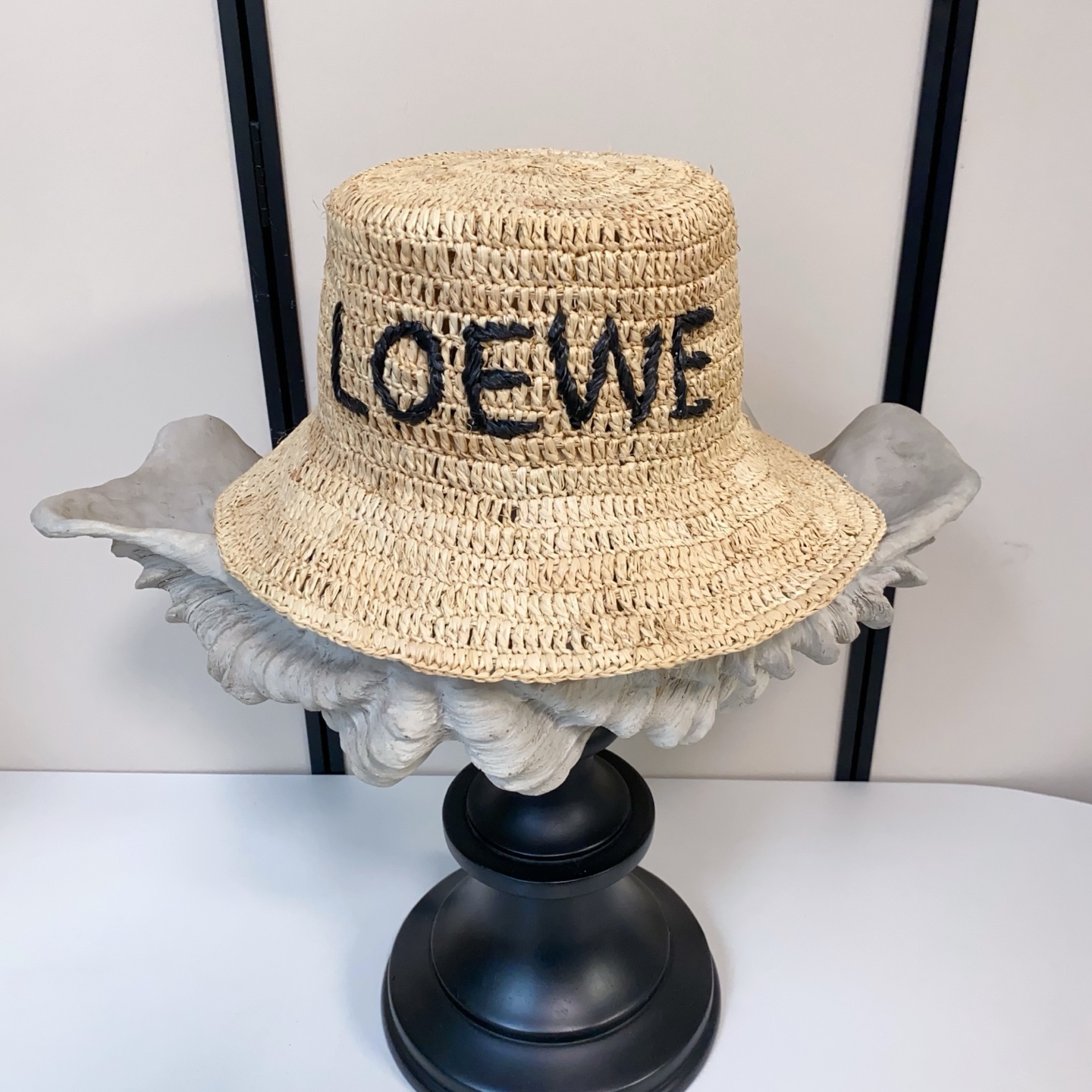 ロエベ 刺繍 ラフィア 編み バケットハット ベージュ 画像 8