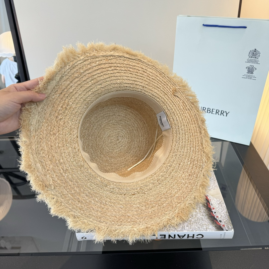 バーバリー ラフィア 編み ストローハット 画像 9