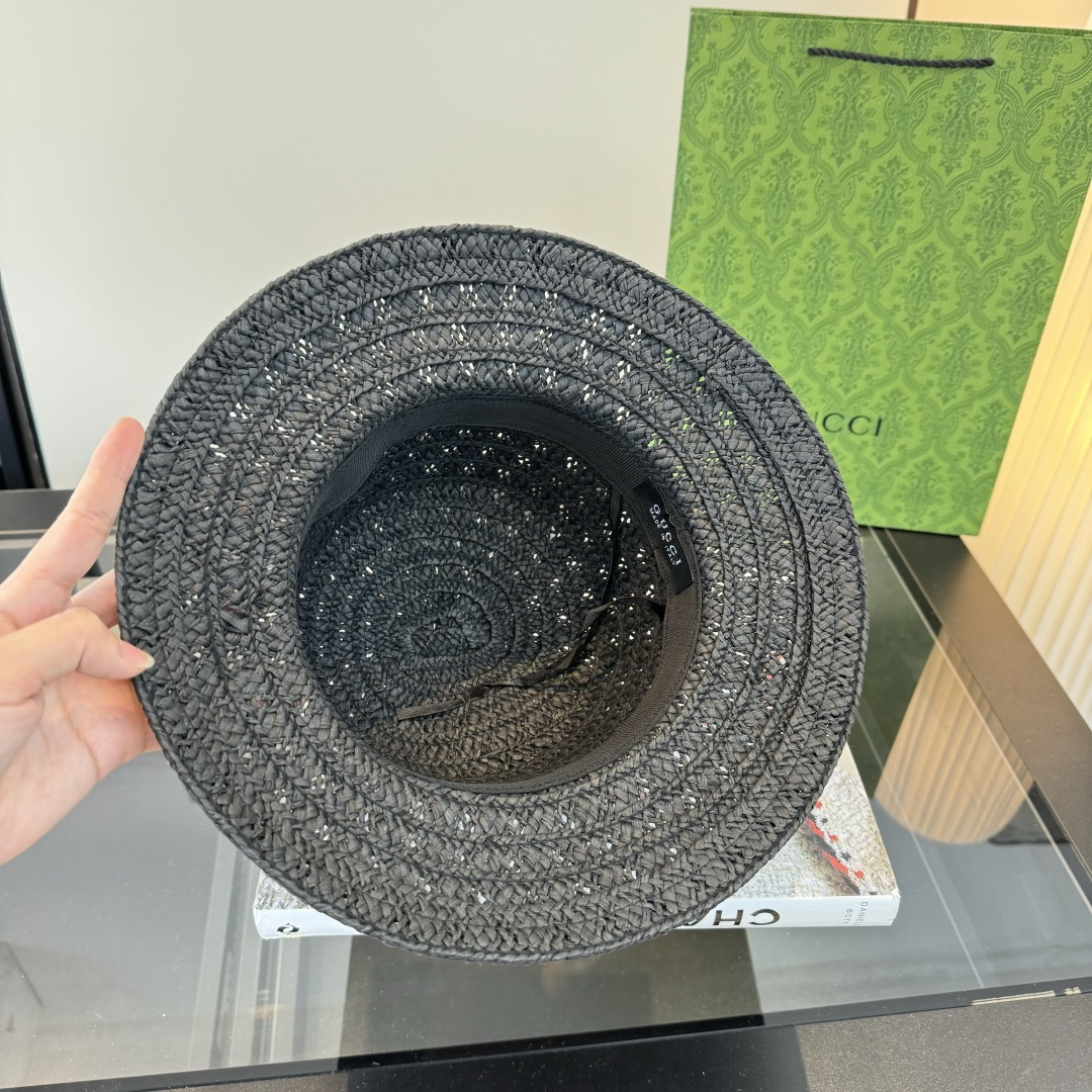 グッチ ブラック ラフィア バケットハット ホースビットバンド 画像 8