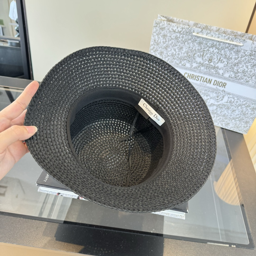 ディオール ブラック ラフィア バケットハット ロゴバンド 画像 8