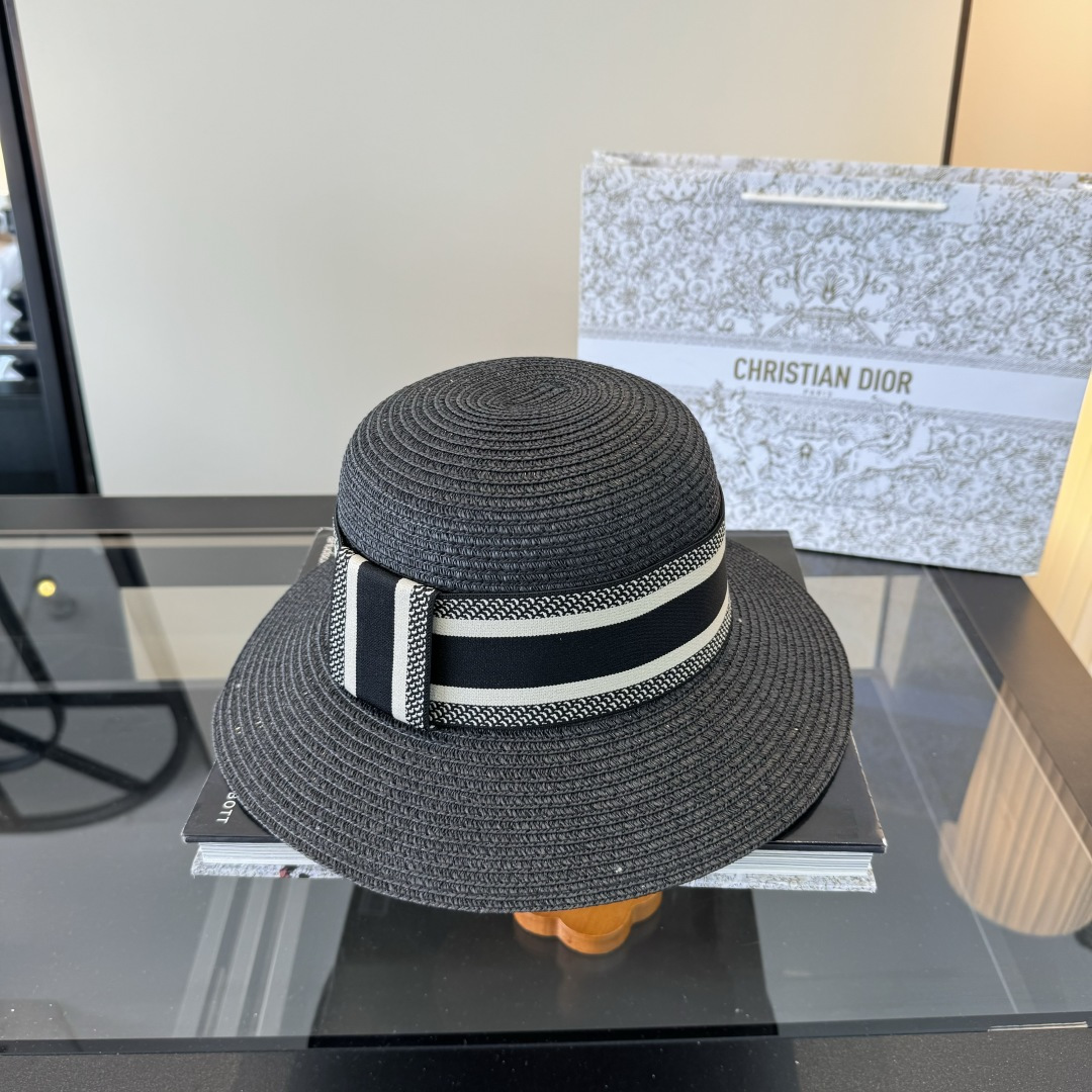 ディオール グレー ラフィア バケットハット ロゴバンド 画像 6