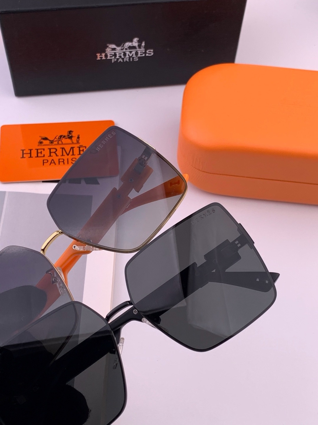 エルメス H0219 ブラック レッド スクエア 偏光 サングラス 画像 7