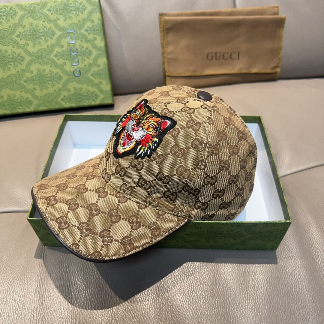 グッチ タイガー プリント 刺繍 ベースボールキャップ 詳細画像 3