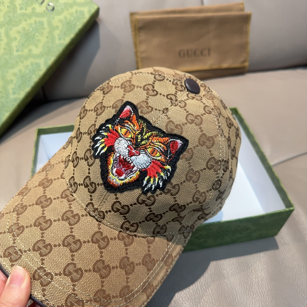 グッチ タイガー プリント 刺繍 ベースボールキャップ 画像 5