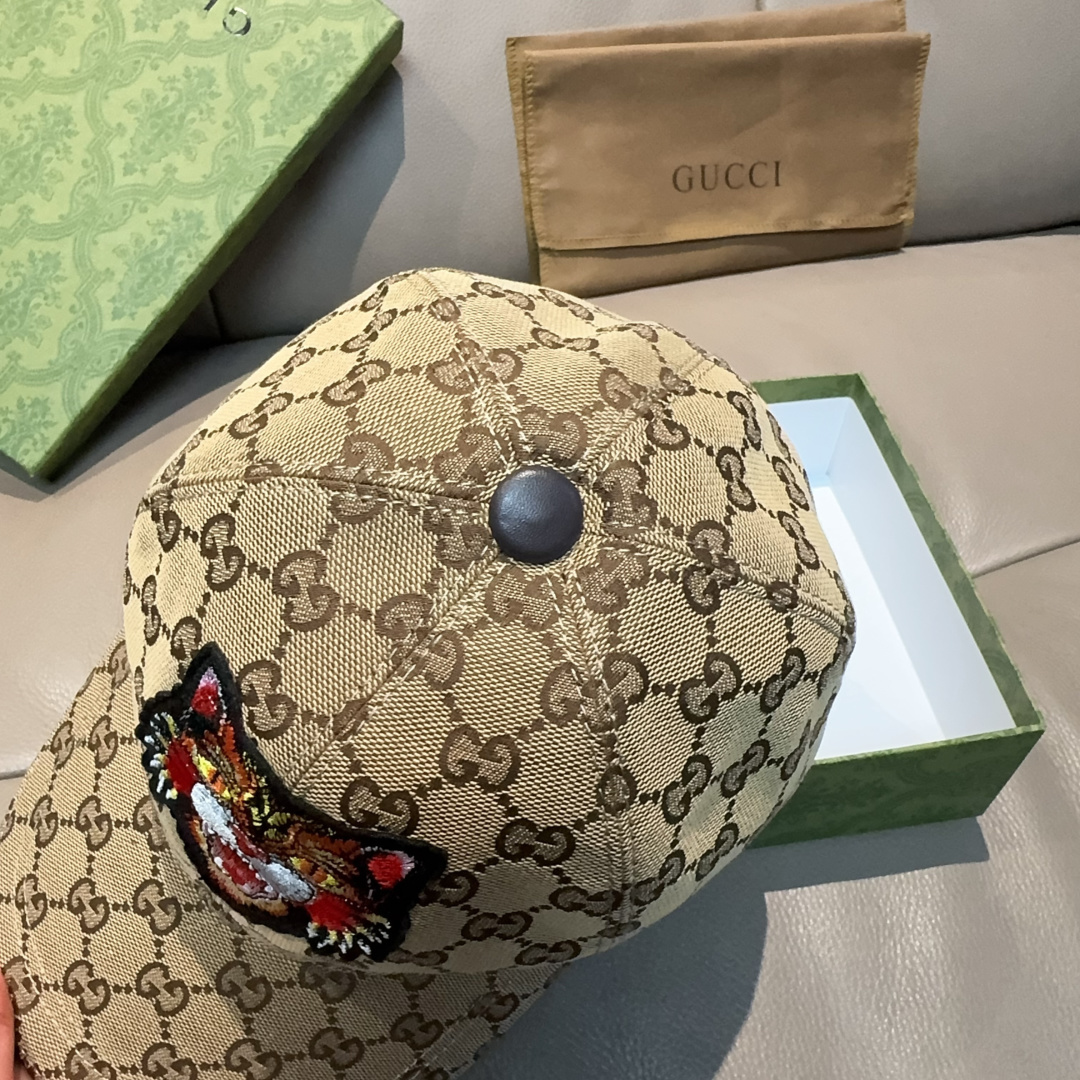 グッチ タイガー プリント 刺繍 ベースボールキャップ 画像 6