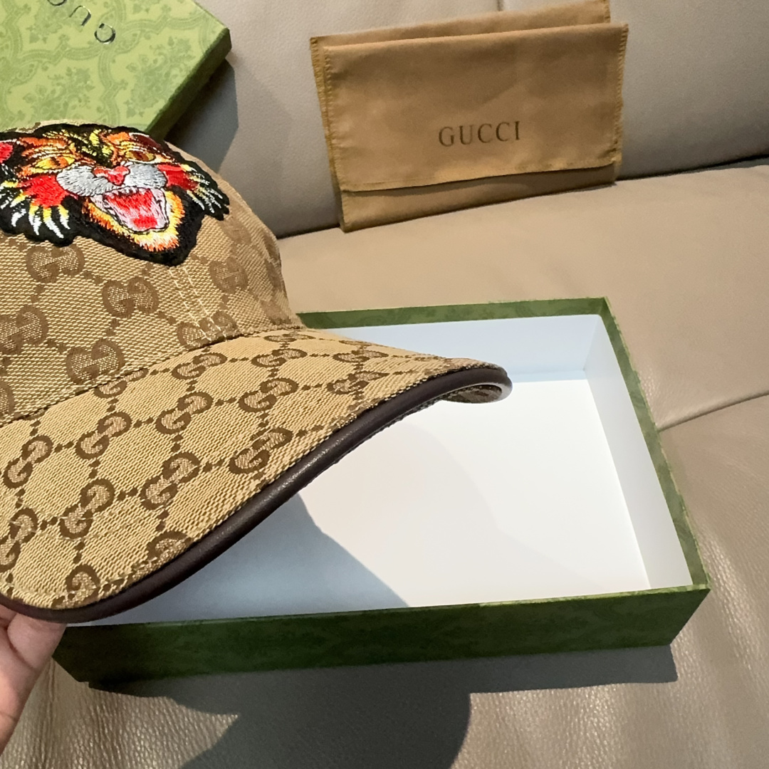 グッチ タイガー プリント 刺繍 ベースボールキャップ 画像 7