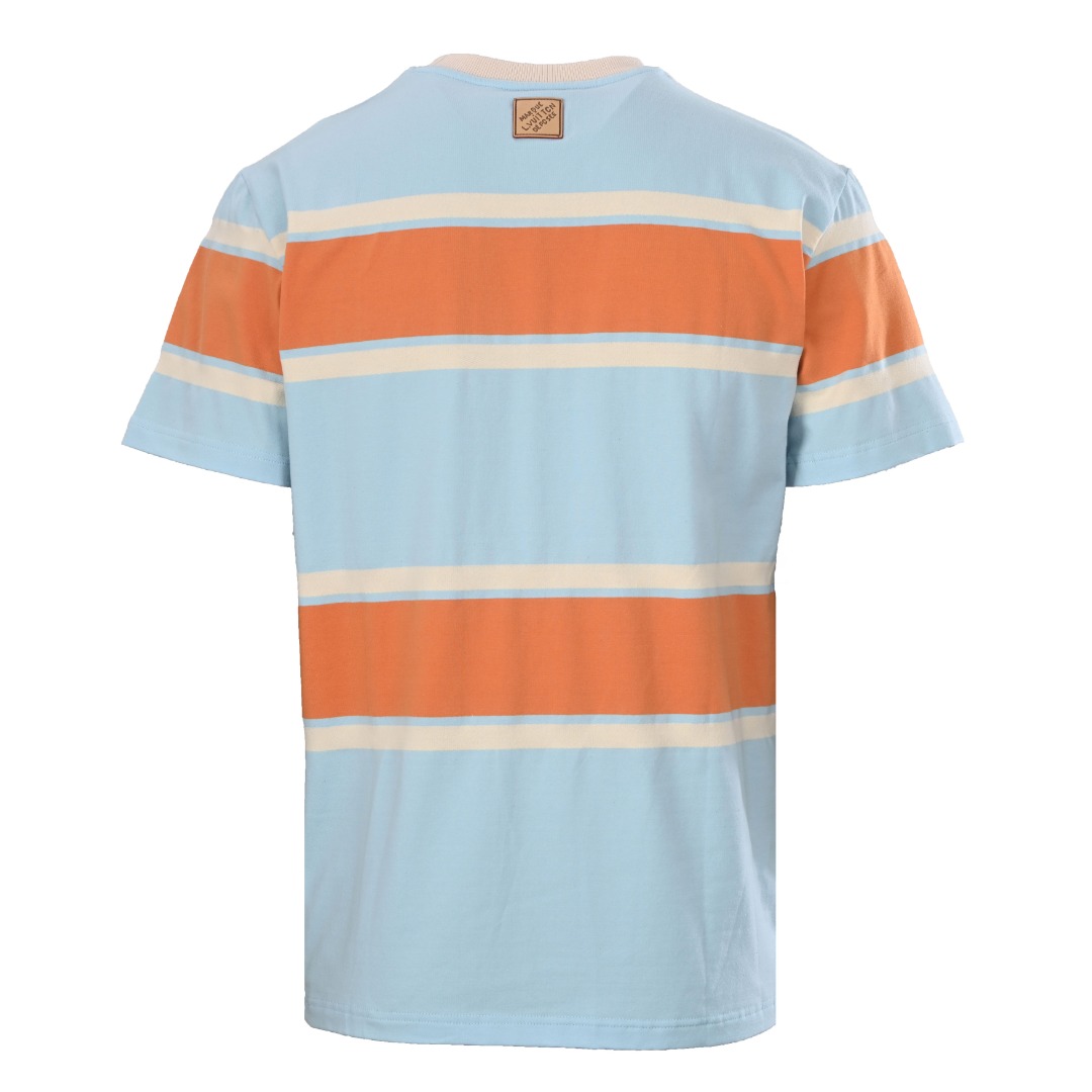 ルイヴィトン ストライプ ショートスリーブ Tシャツ ペールブルー オレンジ 1AK7IH 詳細画像 3