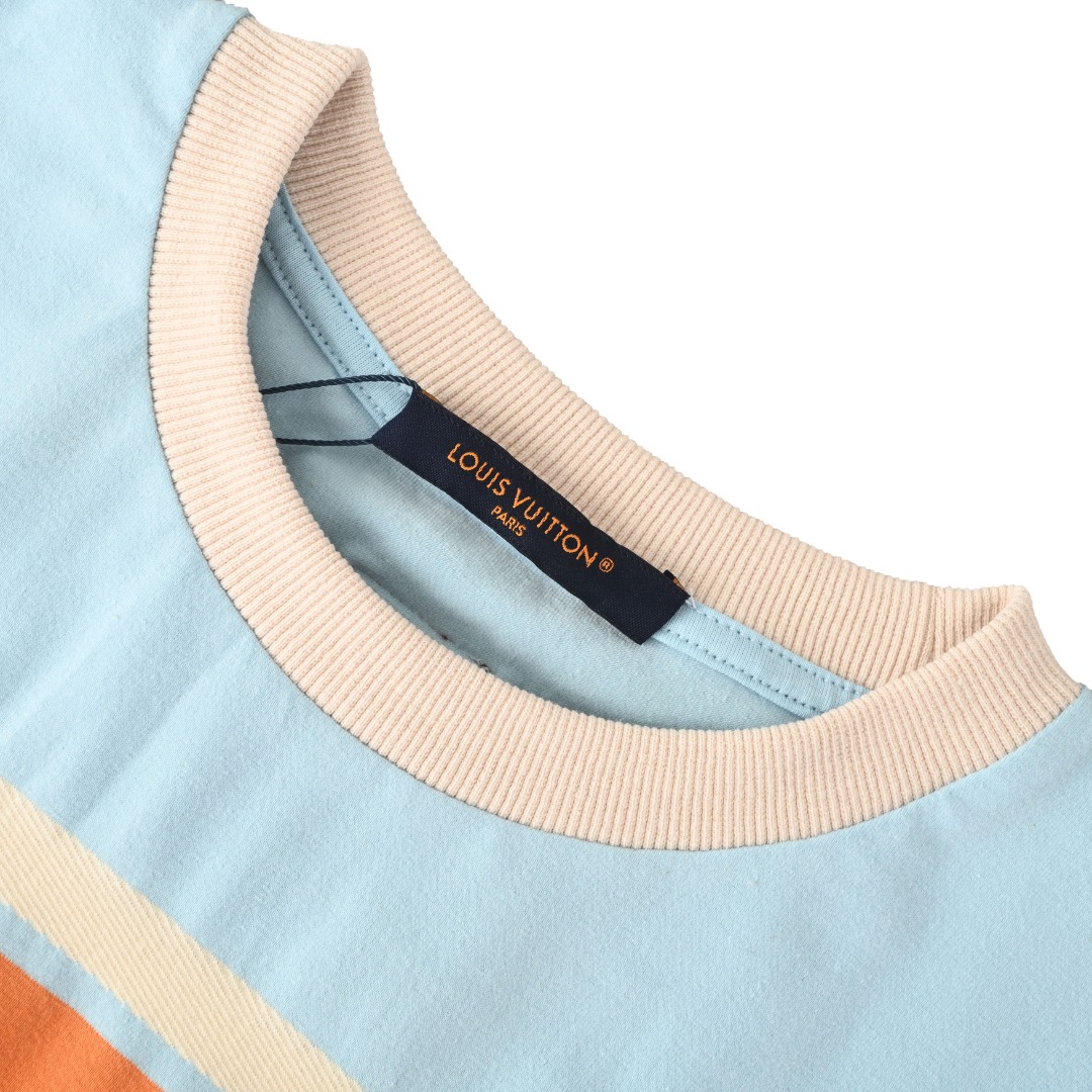 ルイヴィトン ストライプ ショートスリーブ Tシャツ ペールブルー オレンジ 1AK7IH 画像 4