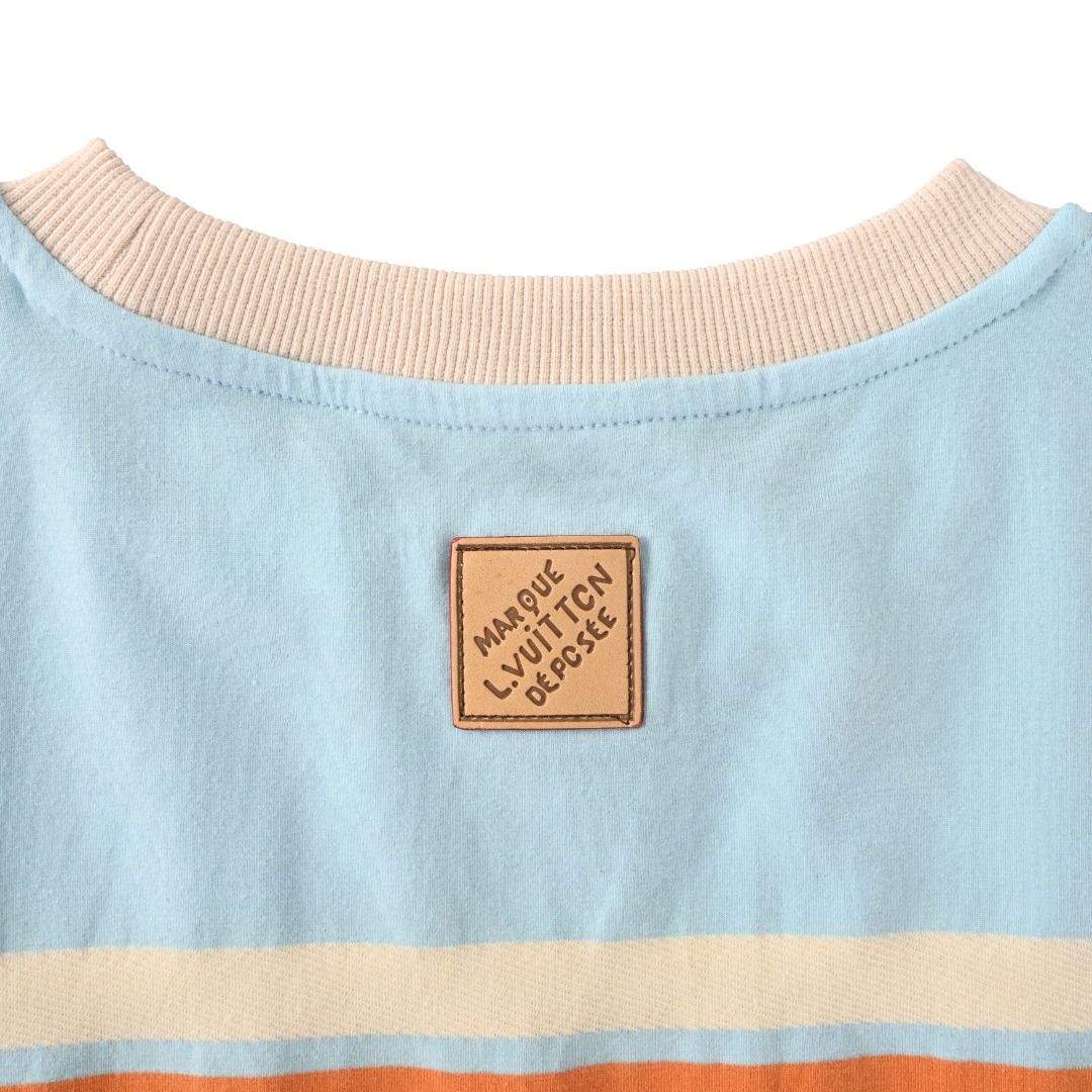 ルイヴィトン ストライプ ショートスリーブ Tシャツ ペールブルー オレンジ 1AK7IH 画像 7