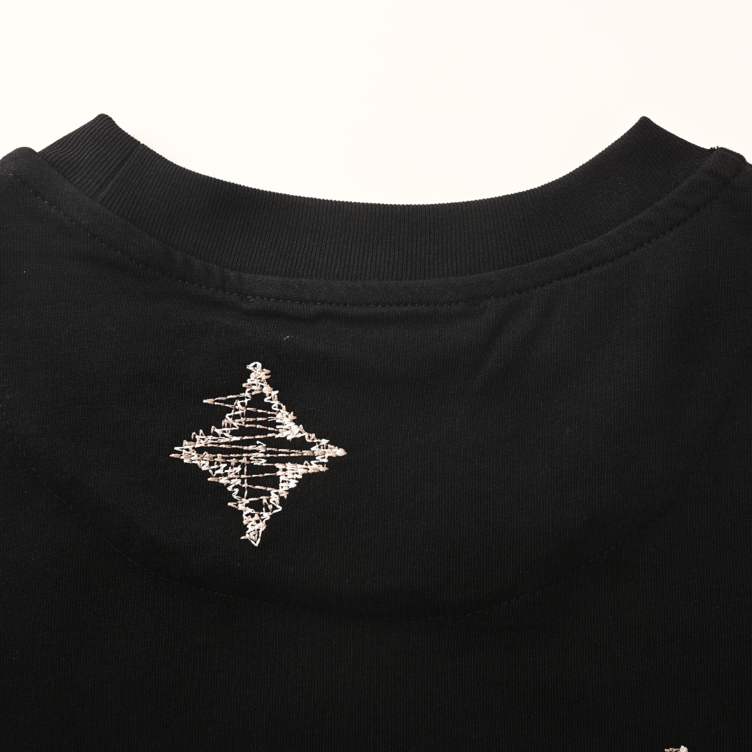 ルイヴィトン LV モノグラム フロントバック刺繍 Tシャツ ブラック 画像 7