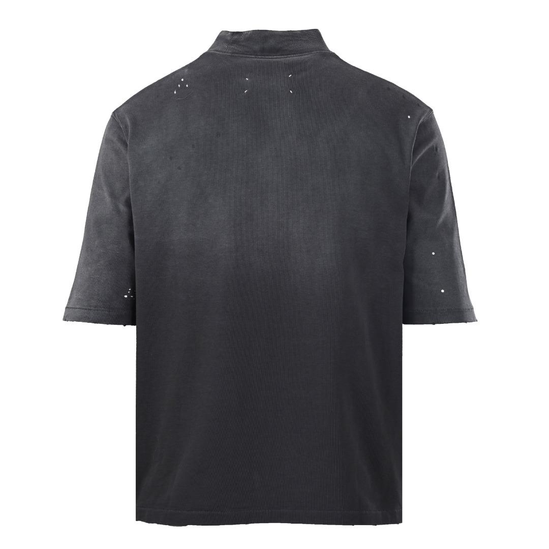 エムエムシックス メゾン マルジェラ ポケット グラフィティ ダメージ モックネック Tシャツ チャコール 詳細画像 3