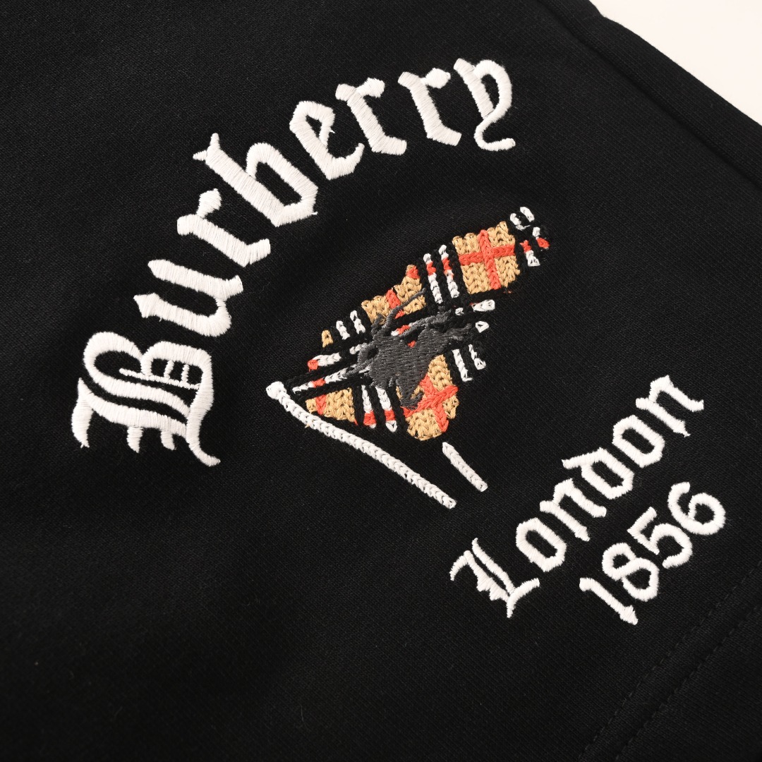 バーバリー BBR フラッグ刺繍 スウェットショーツ ブラック 画像 7