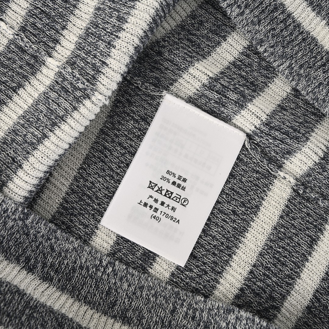 ディオール CD ストライプ リネンシルク ニット Tシャツ グレー 画像 9