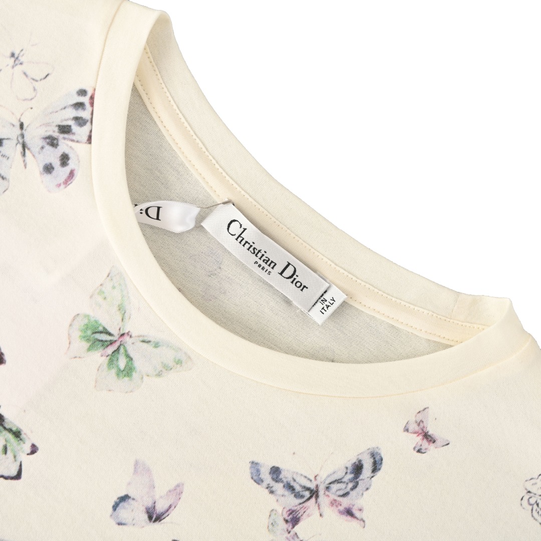 ディオール Dioresque Butterfly コットンジャージー Tシャツ ベージュ マルチカラー 613T07A4263_X1846 画像 4