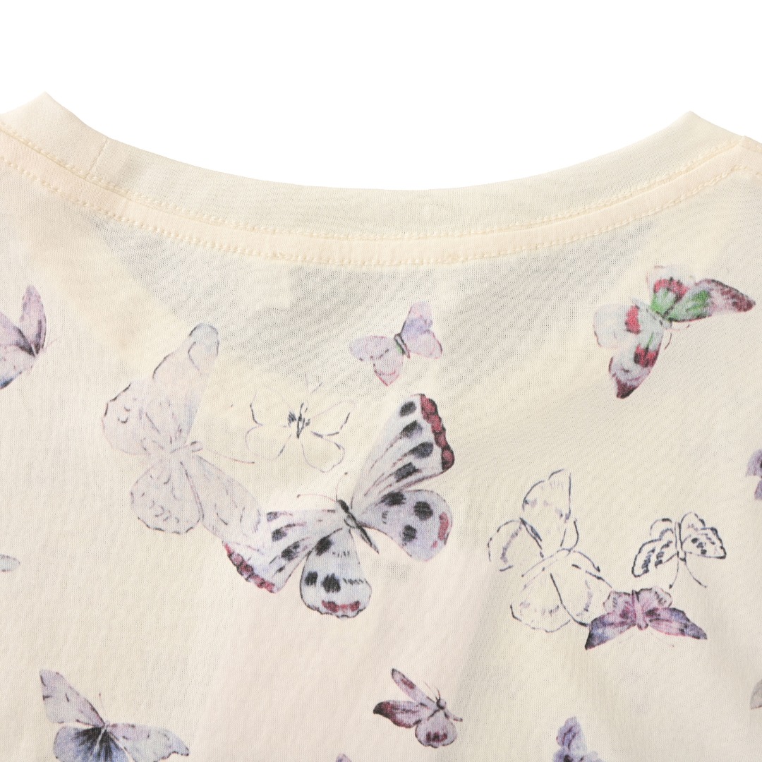ディオール Dioresque Butterfly コットンジャージー Tシャツ ベージュ マルチカラー 613T07A4263_X1846 画像 7