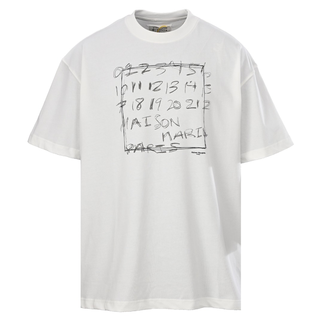 エムエムシックス メゾン マルジェラ ナンバーレター プリント Tシャツ ホワイト 詳細画像 1