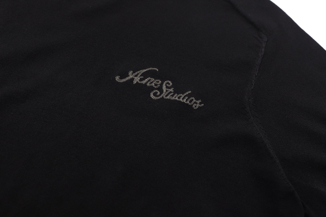 アクネ ストゥディオズ ロゴ刺繍ニットTシャツ ブラック 画像 5