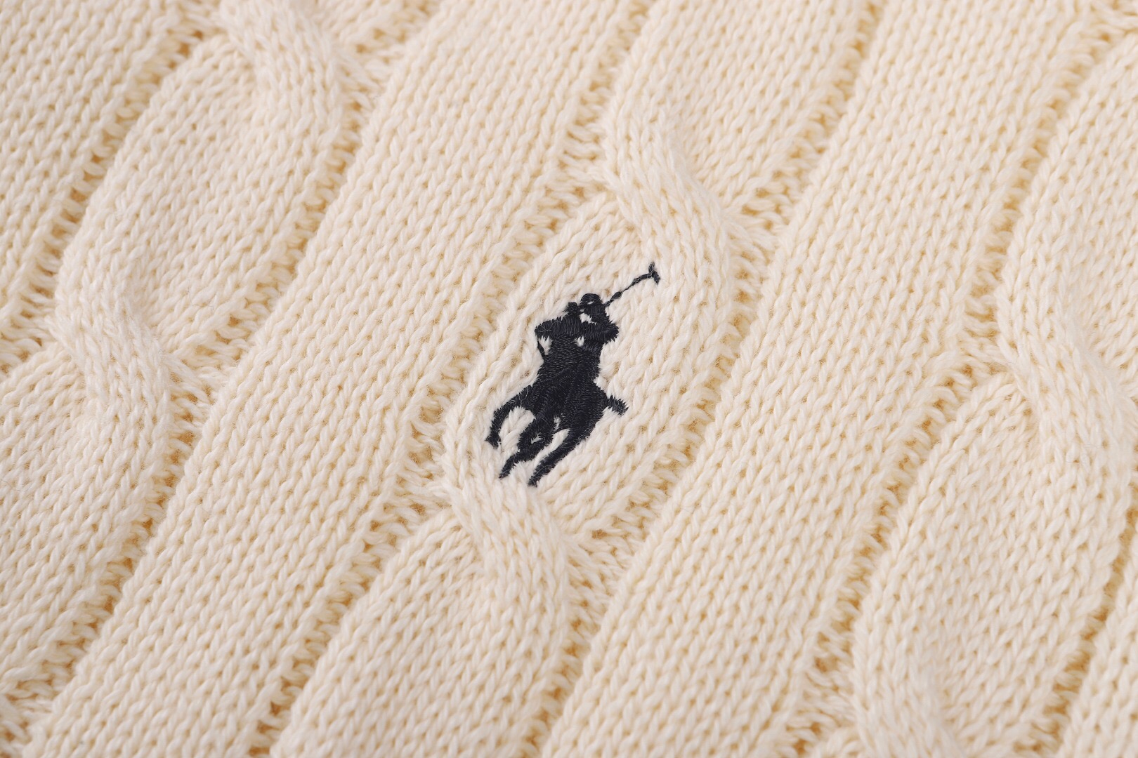 ポロ ラルフ ローレン ケーブルニットポロ クリーム 画像 6