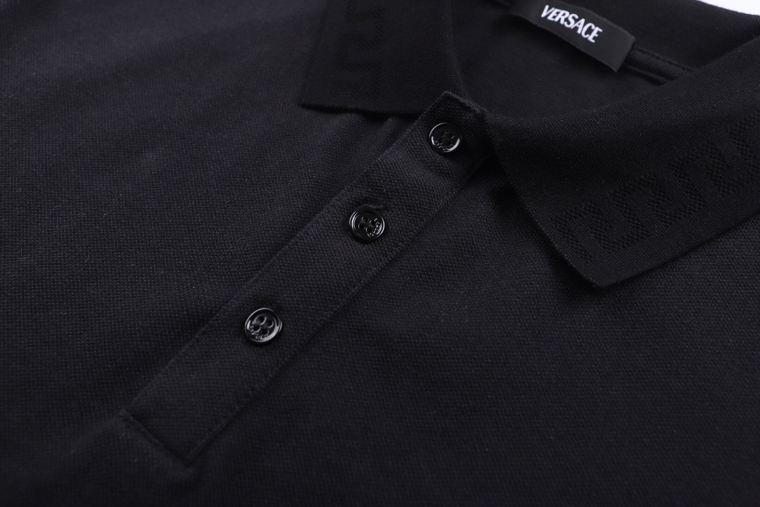 ヴェルサーチェ ロゴアップリケ刺繍ポロ ブラック 画像 6