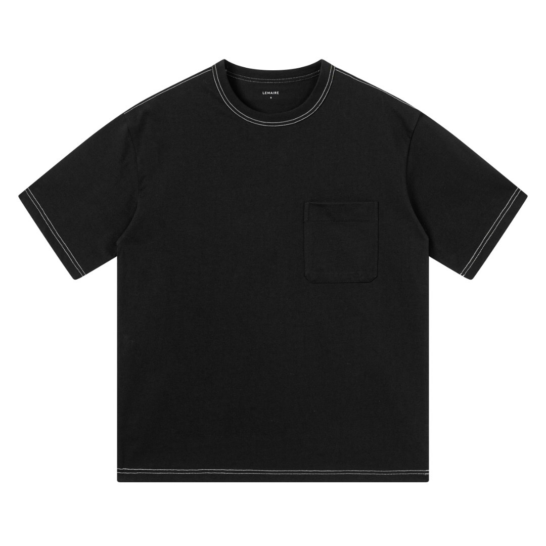 ルメール ダブルライン配色Tシャツ ブラック 詳細画像 1