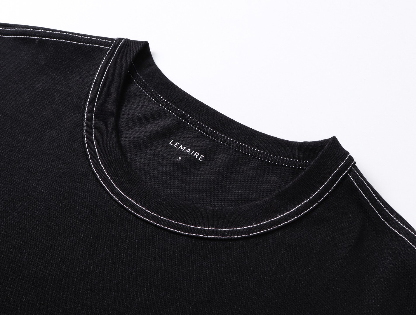 ルメール ダブルライン配色Tシャツ ブラック 詳細画像 3