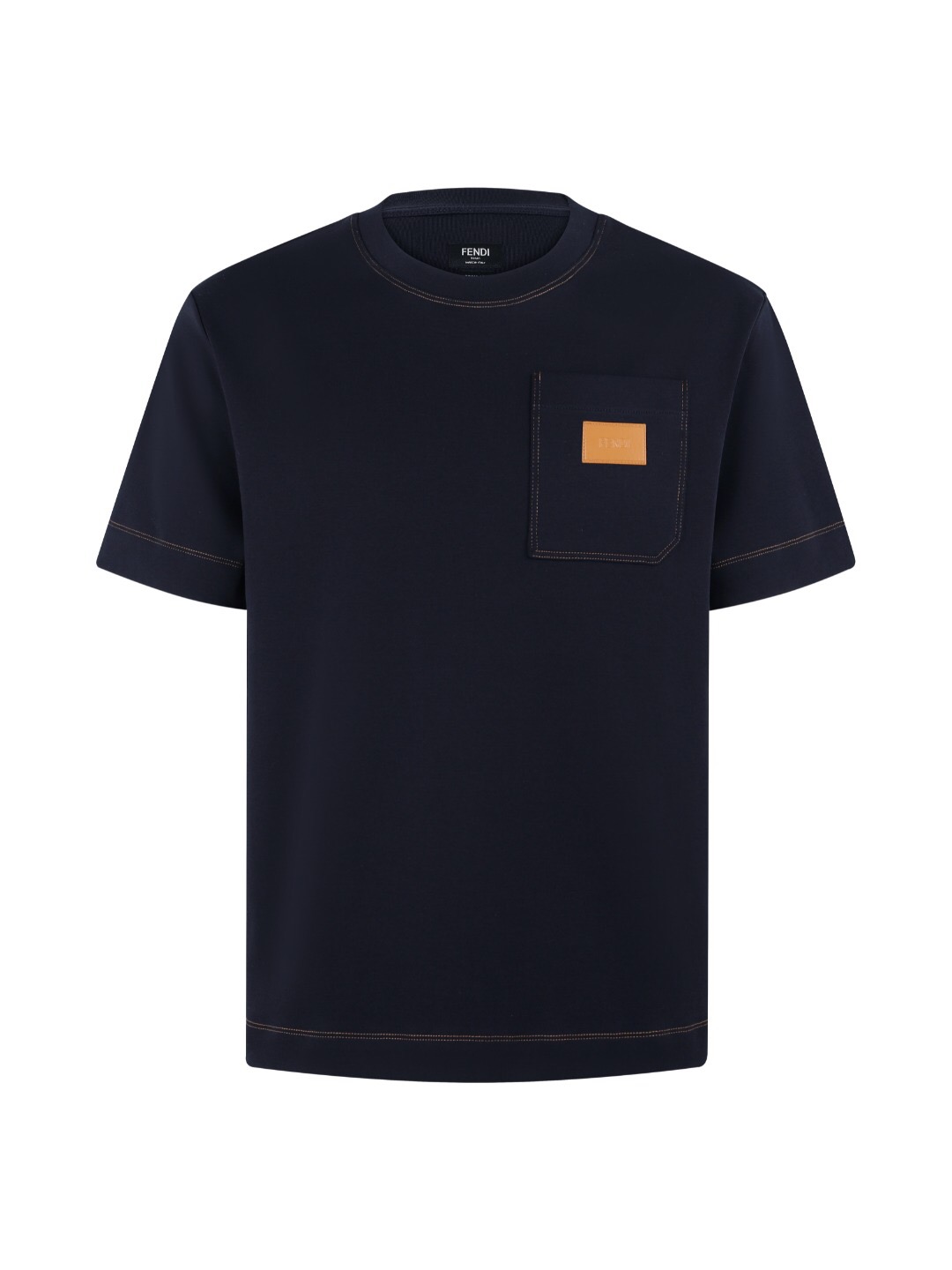 フェンディ レザーパッチポケットTシャツ ネイビー 詳細画像 1