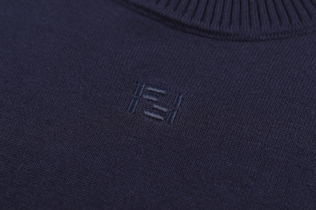 フェンディ ダブルFF刺繍ニットTシャツ ネイビー 画像 5
