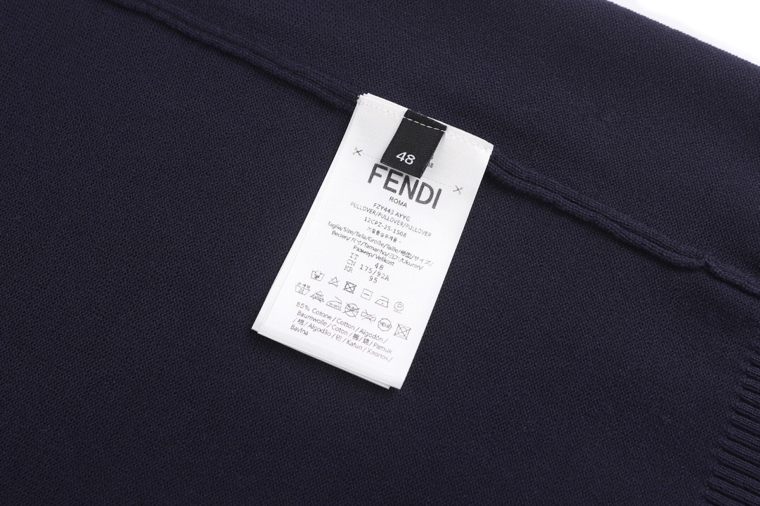 フェンディ ダブルFF刺繍ニットTシャツ ネイビー 画像 9