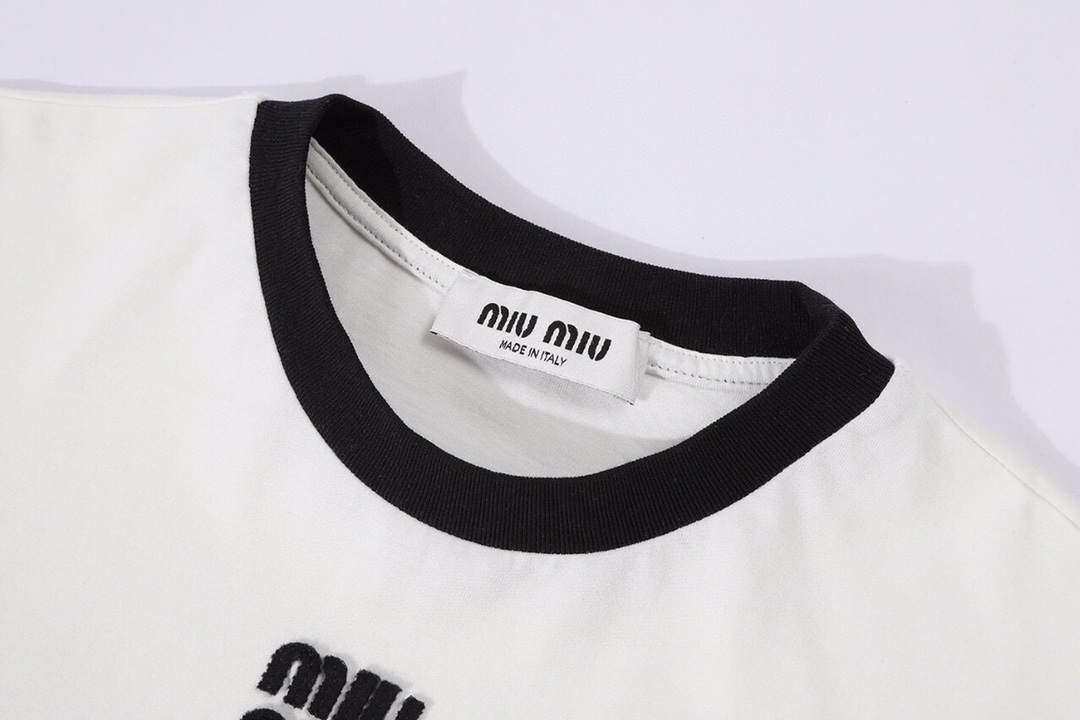 ミュウミュウ 配色ロゴTシャツ ホワイト 詳細画像 3
