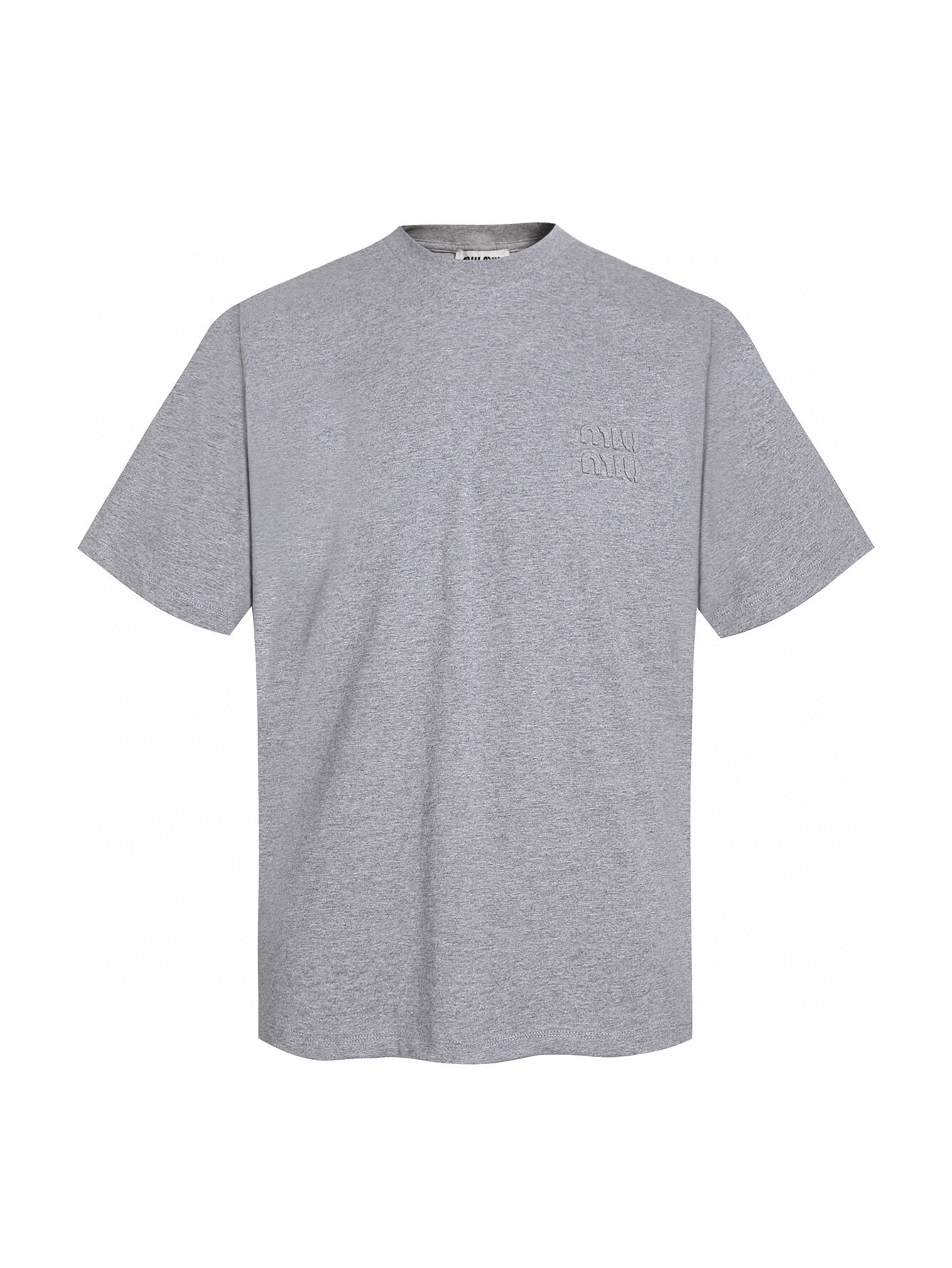 ミュウミュウ アップリケ刺繍Tシャツ グレー 詳細画像 1