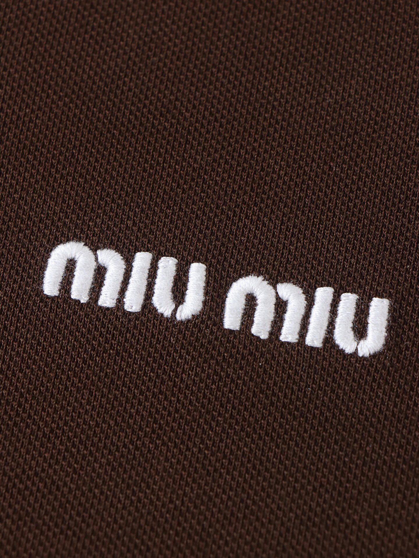 ミュウミュウ 配色刺繍ポロ ブラウン 画像 5