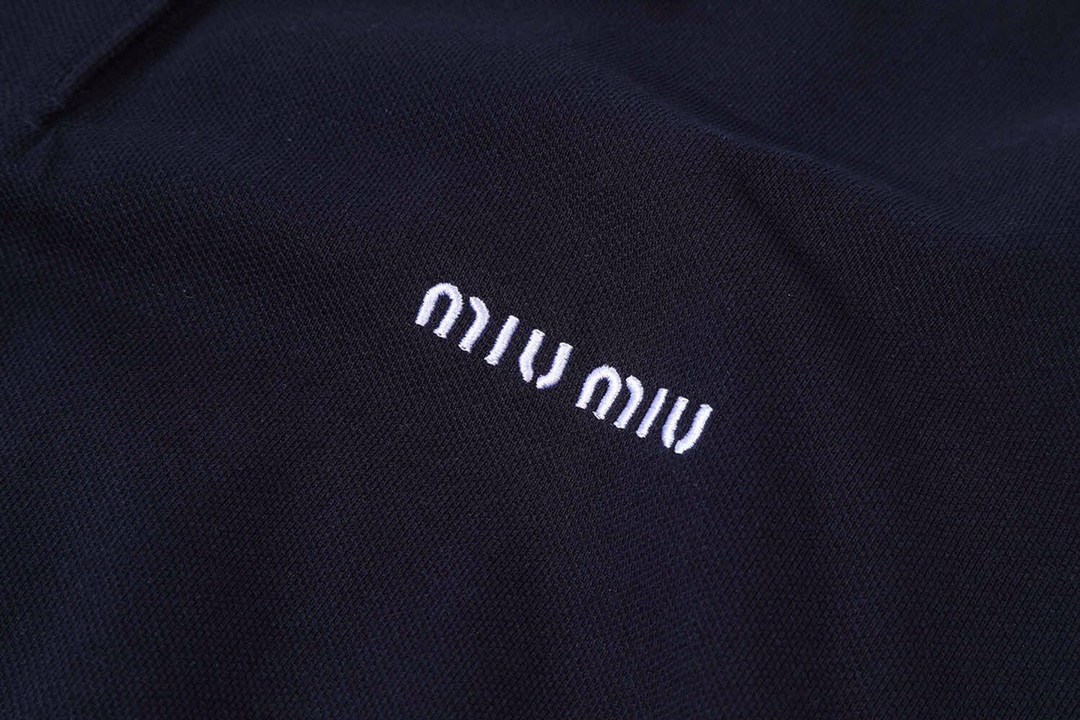 ミュウミュウ 刺繍コットンピケポロ ネイビー 画像 5