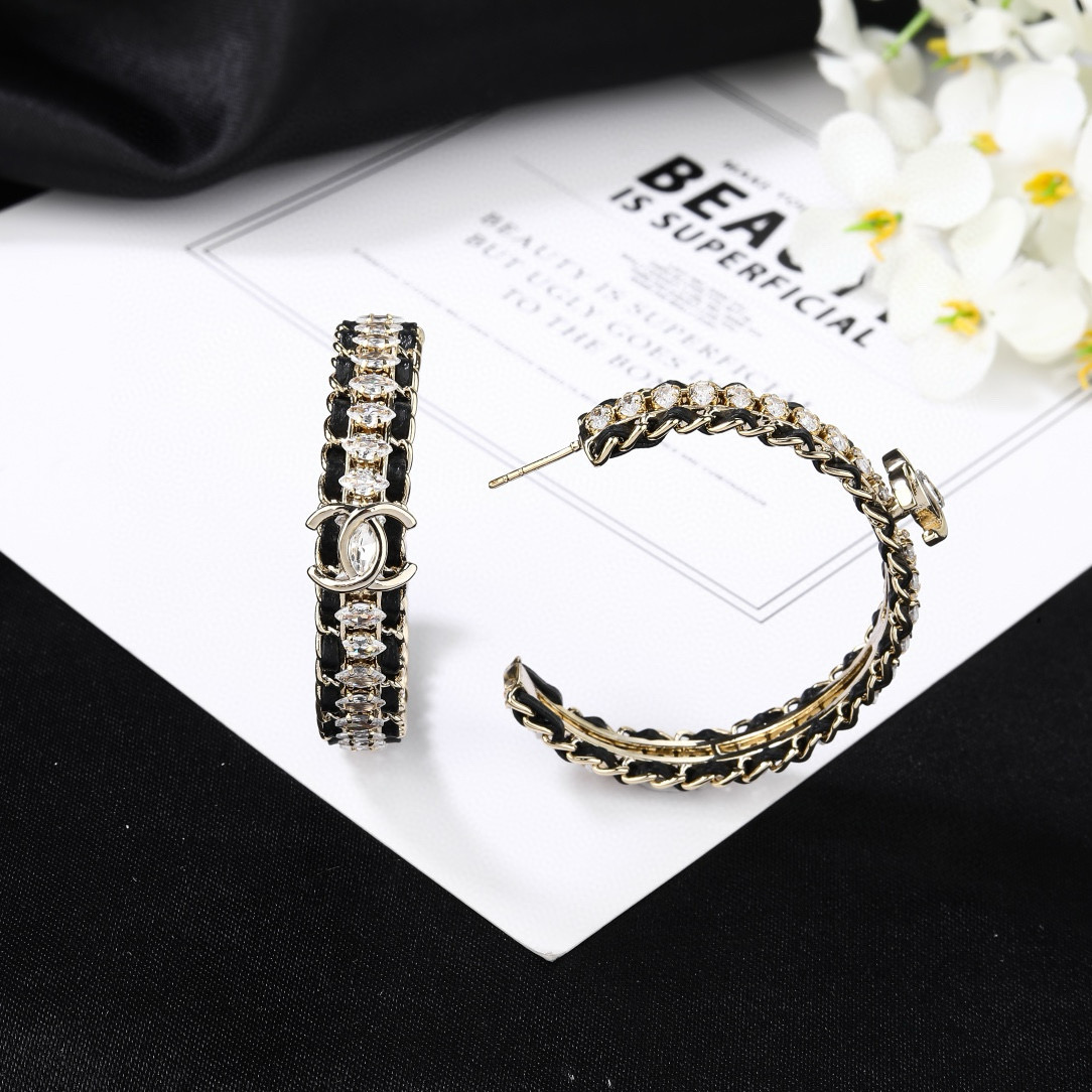 シャネル ピアス クリスタルフープ ブラッククリスタル フープ 画像 4