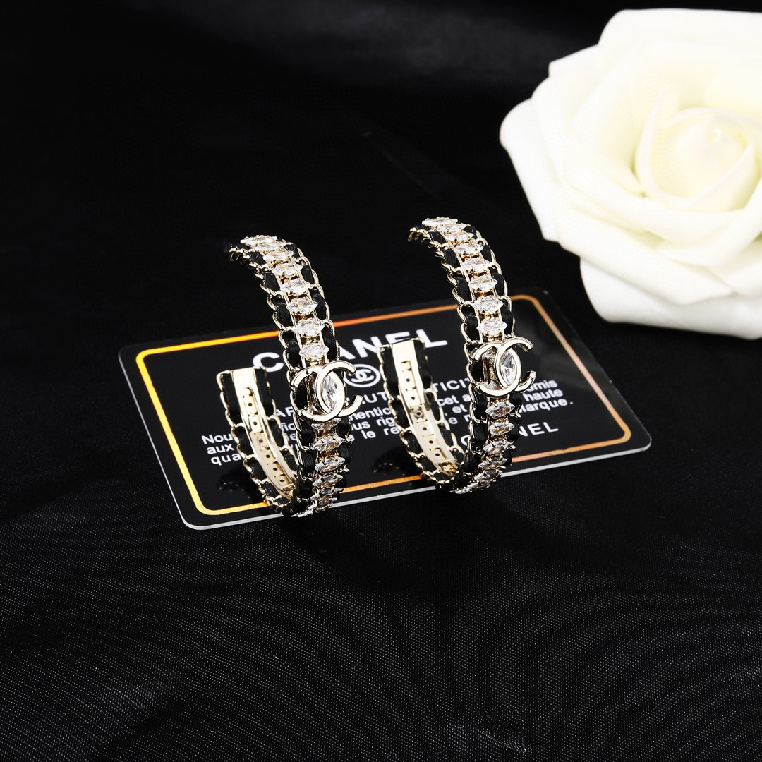 シャネル ピアス クリスタルフープ ブラッククリスタル フープ 画像 7