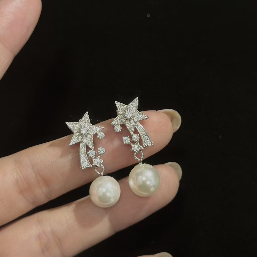 シャネル パール クリスタル スター タッセル ピアス ゴールド ホワイト 画像 8