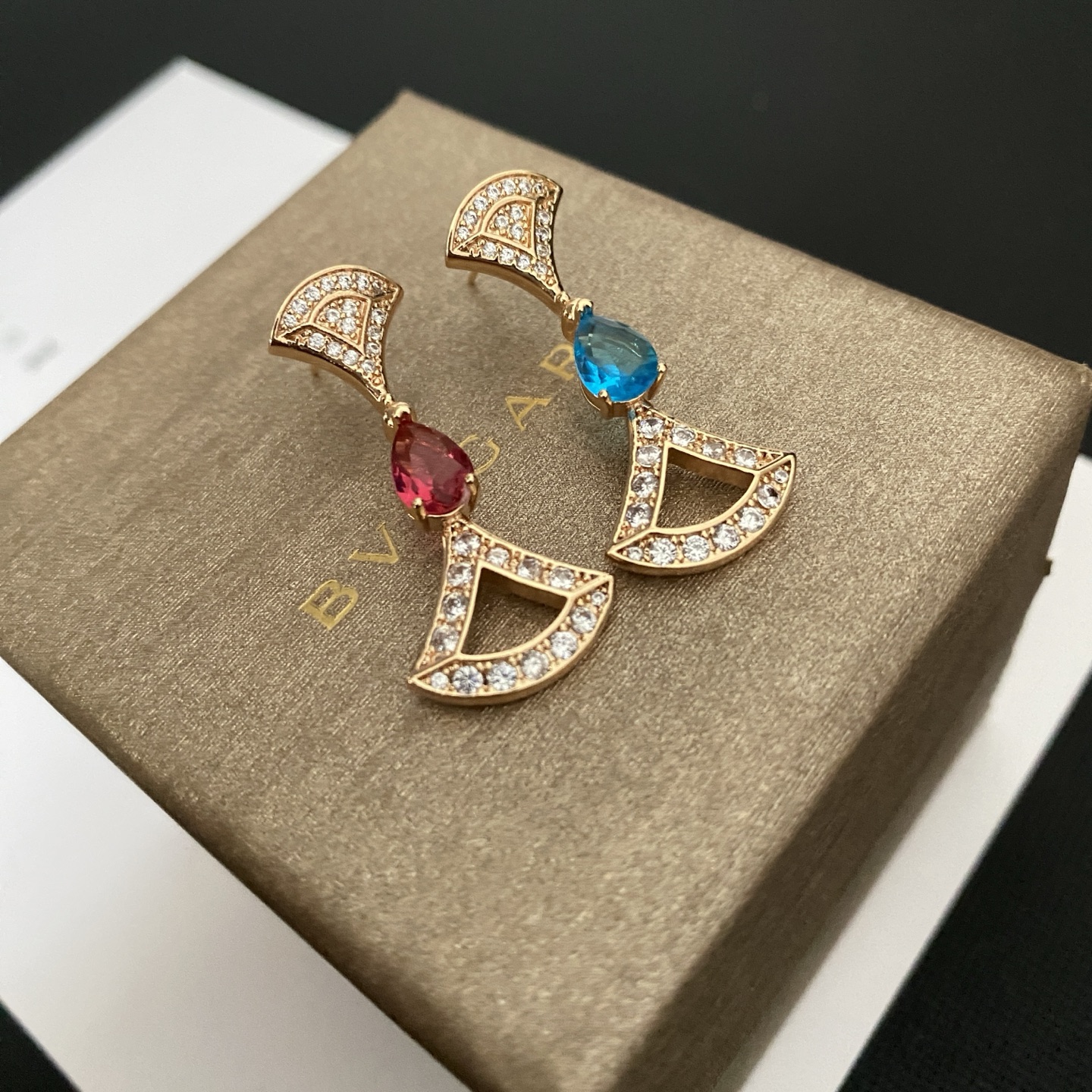 ファッション 扇子 ドレス レジン カラーブロック クリスタル スター ピアス 画像 4