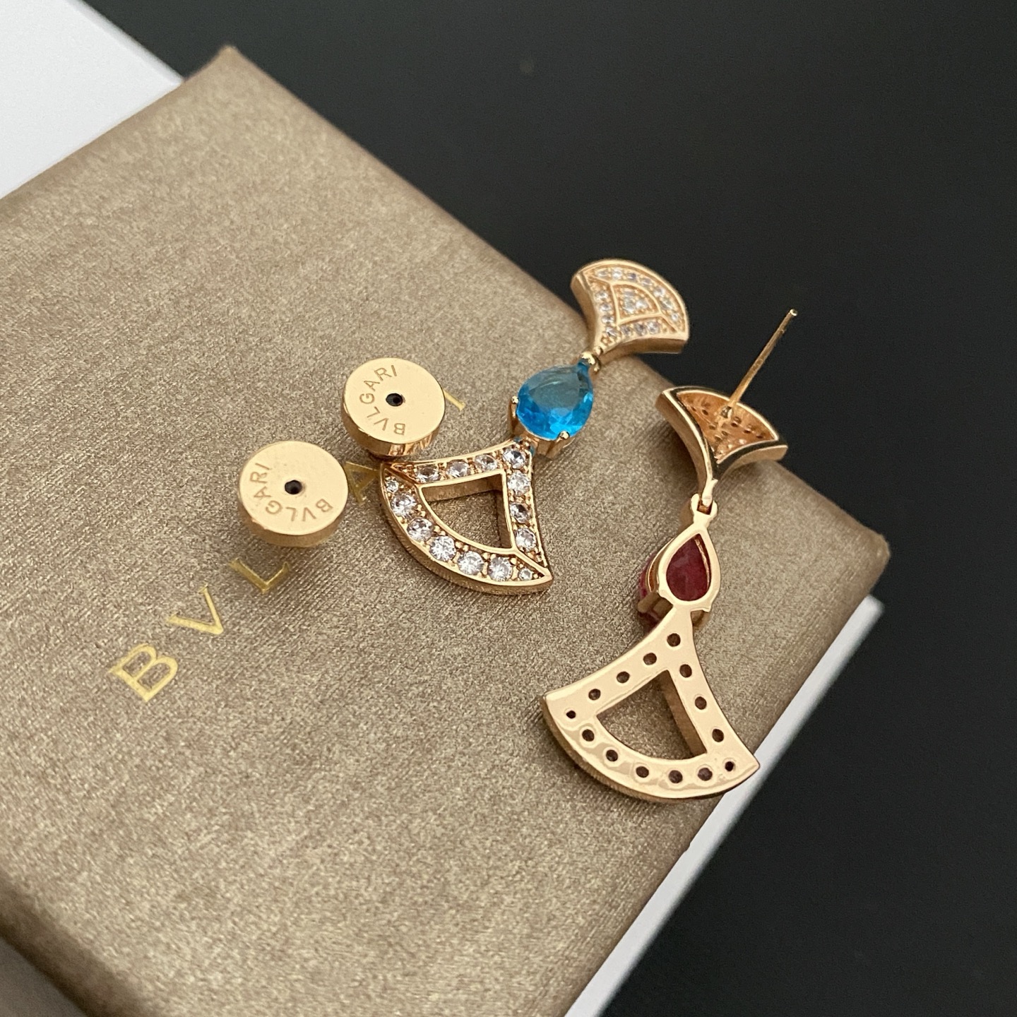 ファッション 扇子 ドレス レジン カラーブロック クリスタル スター ピアス 画像 5