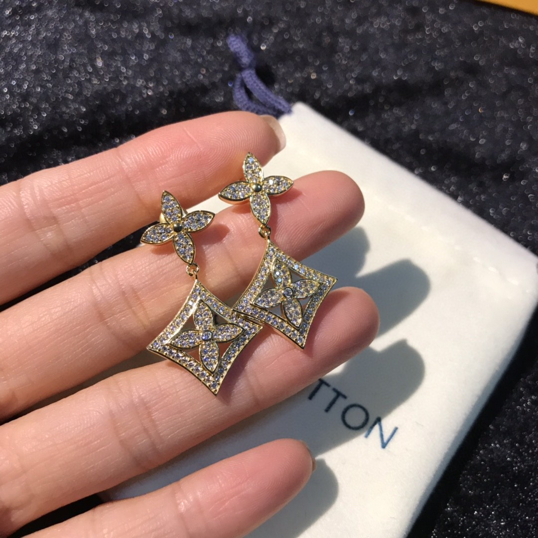 ルイヴィトン ハート クローバー クリスタル オープンワーク スター タッセル ピアス 画像 4