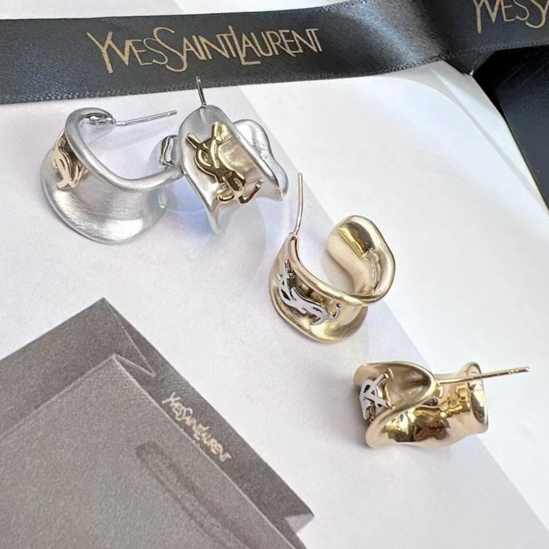 サンローラン ロゴレター YSLロゴ ラウンド ピアス ゴールド 画像 7
