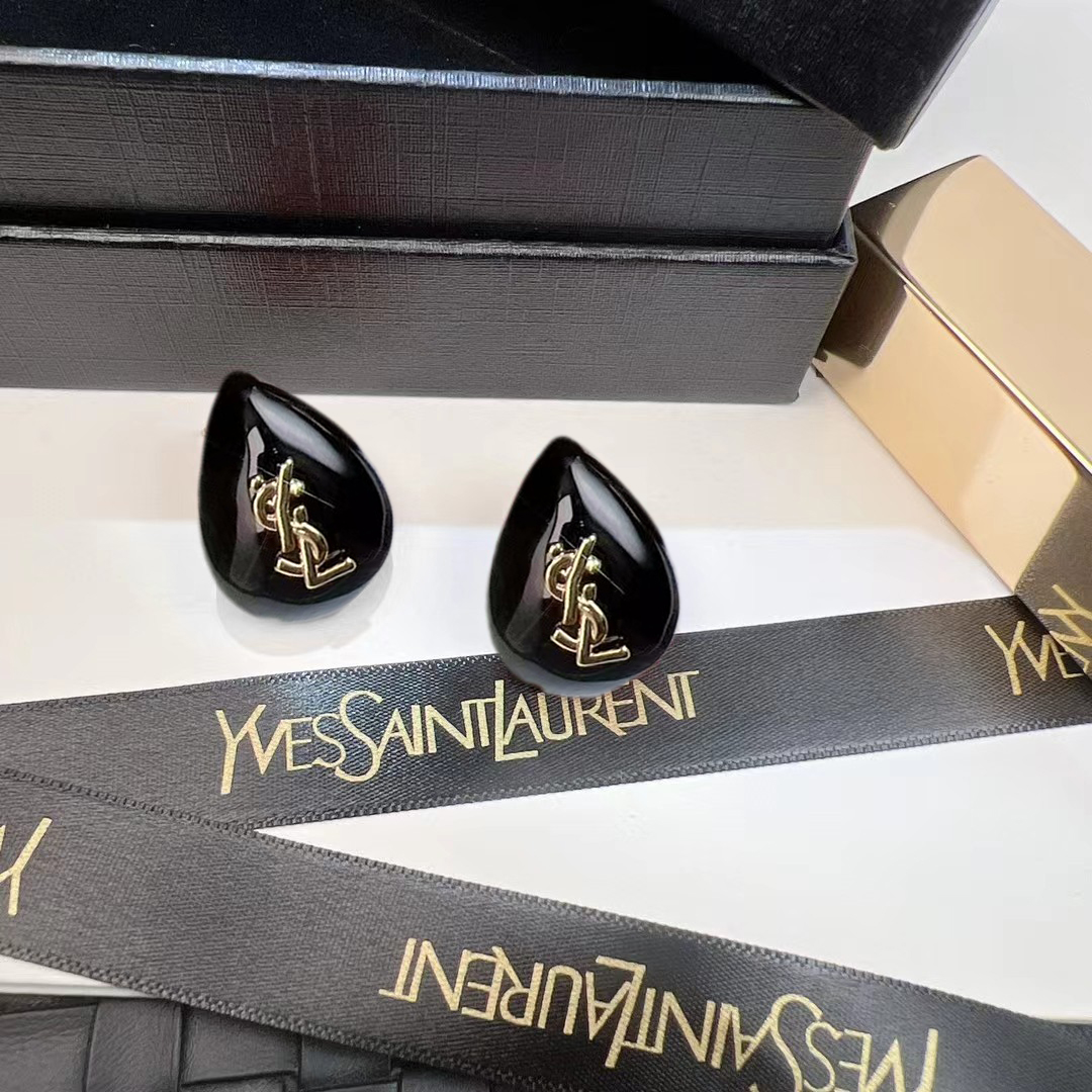 サンローラン パール ロゴレター YSLロゴ ウォータードロップ ピアス ゴールド ホワイト 画像 8