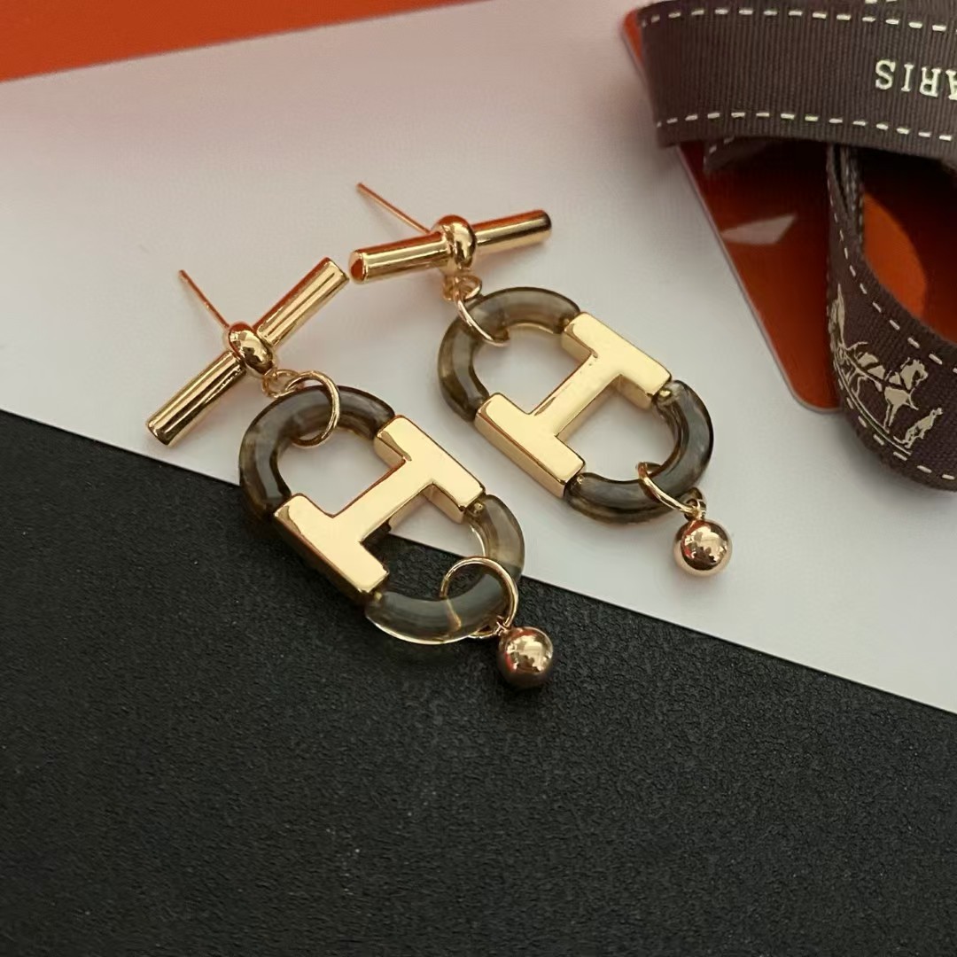 エルメス ハート ロゴレター スター ラウンド ピアス ゴールド レッド 画像 9