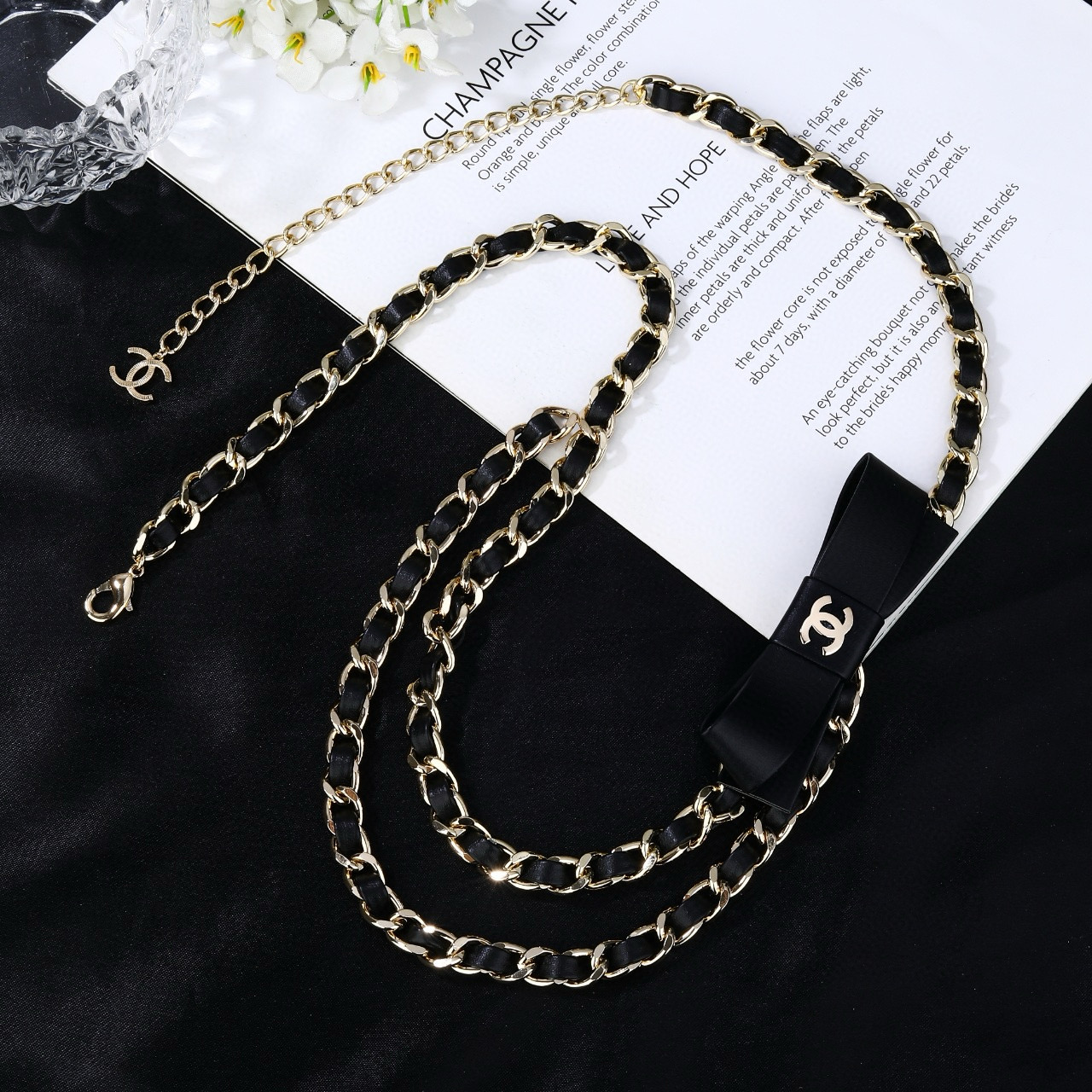 シャネル チェーン ウエストチェーン ブラックレザーチェーン 画像 7