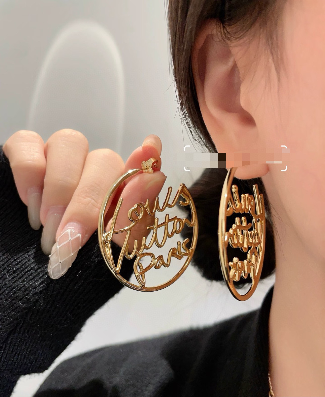 ルイヴィトン ロゴレター LV Twig スター ピアス パールフープ 画像 7
